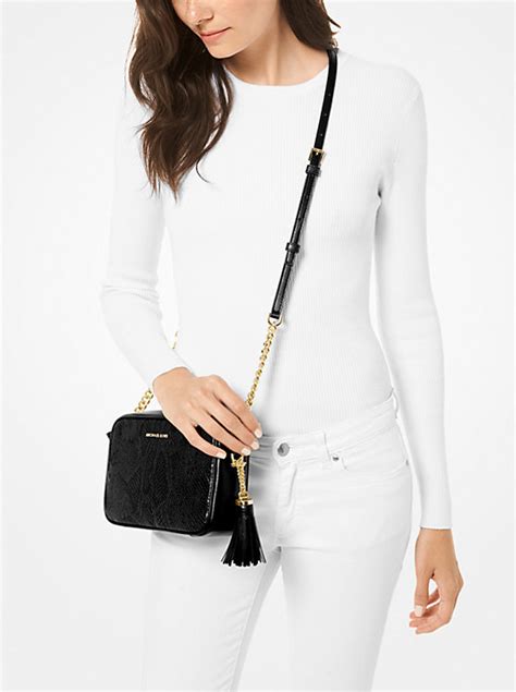 michael michael kors jet set python embossed leather camera bag|Jet Set Python.